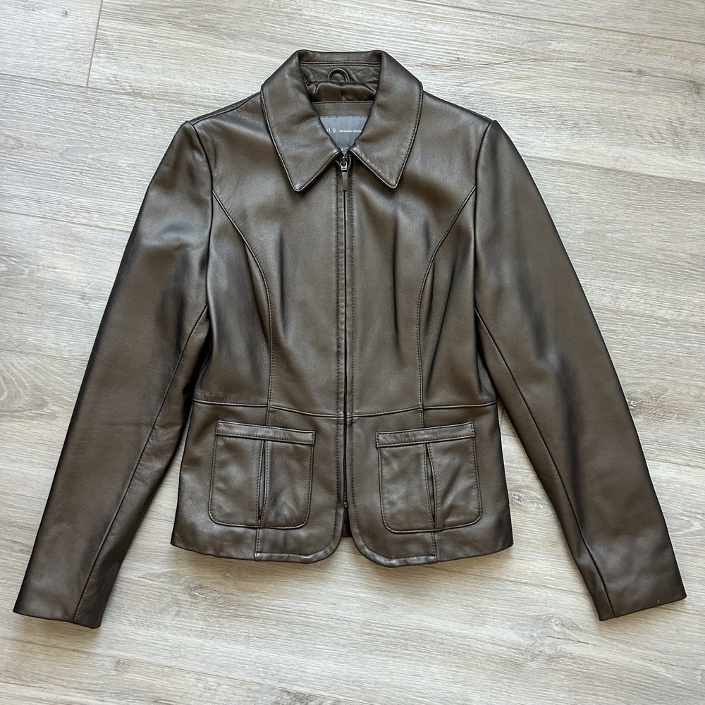 VTG Apt 9 Small Genuine Lambskin Bronzed Leather Jacket Y2K 90s
